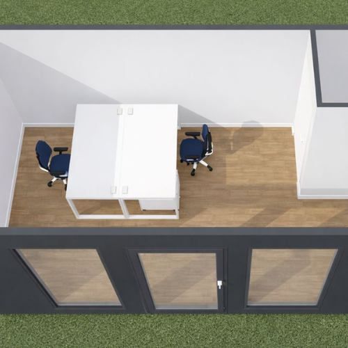 Contenedor oficina adaptado de 18 m² con aseos